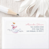 Cute roze zwaan & zonnebloeding met monogram el etiket (Insitu)