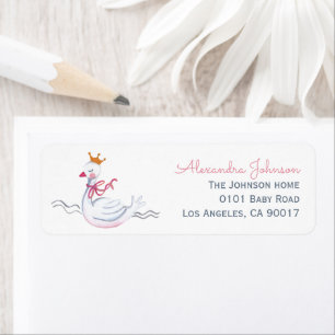 Cute roze zwaan & zonnebloeding met monogram el etiket