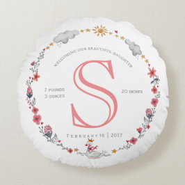 Cute roze zwan baby geboorte kraamvrouw rond kussen