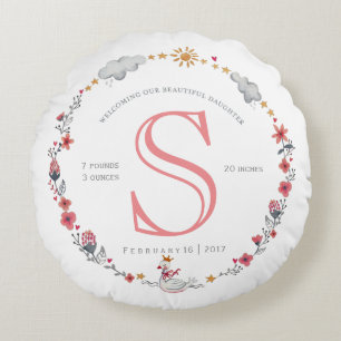 Cute roze zwan baby geboorte kraamvrouw rond kussen