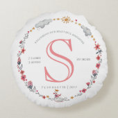 Cute roze zwan baby geboorte kraamvrouw rond kussen (Achterkant)