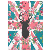 Cute  rozen U.K. Union Jack Flag hert head Klembord (Achterkant)
