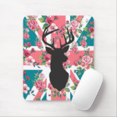 Cute  rozen U.K. Union Jack Flag hert head Muismat (Met muis)