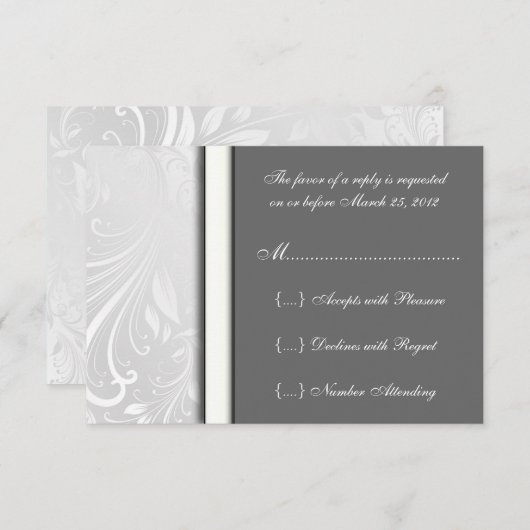Cute RSVP Damask Matching Response Cards (Voorkant / Achterkant)