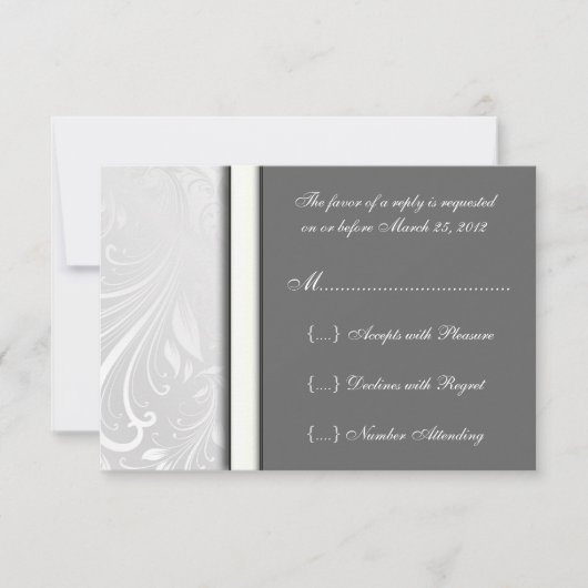 Cute RSVP Damask Matching Response Cards Kaartje (Voorkant)