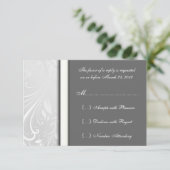 Cute RSVP Damask Matching Response Cards Kaartje (Staand voorkant)