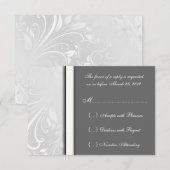 Cute RSVP Damask Matching Response Cards Kaartje (Voorkant / Achterkant)