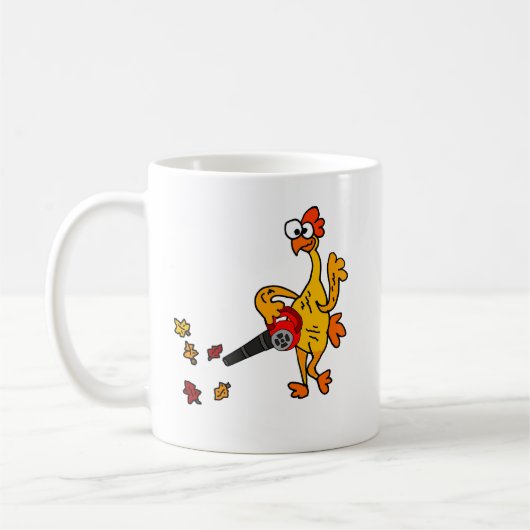 Cute Rubber Chicken met behulp van Leaf Blower Koffiemok (Links)