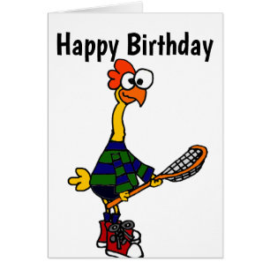 Cute Rubber Chicken Spelling Lacrosse Cartoon