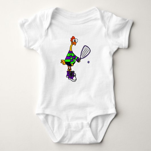 Cute Rubber Chicken Spelling Racquetball Cartoon Romper (Voorkant)