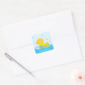 Cute Rubber Duck Baby Boy Baby shower Vierkante Sticker (Envelop)