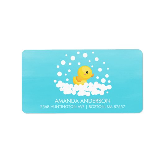 Cute Rubber Duck Baby shower Address Label (Voorkant)