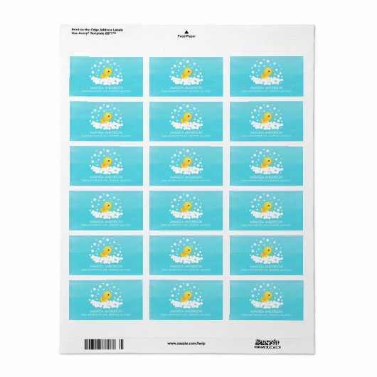 Cute Rubber Duck Baby shower Address Label (Full Sheet)