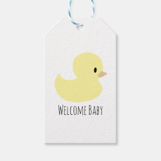 Cute Rubber Duck Baby Shower Custom Gift Tag Cadeaulabel