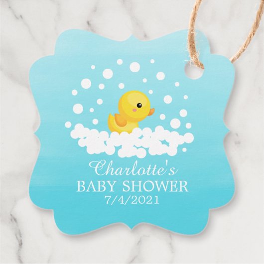 Cute Rubber Duck Baby shower Favor Gift Label (Achterkant)