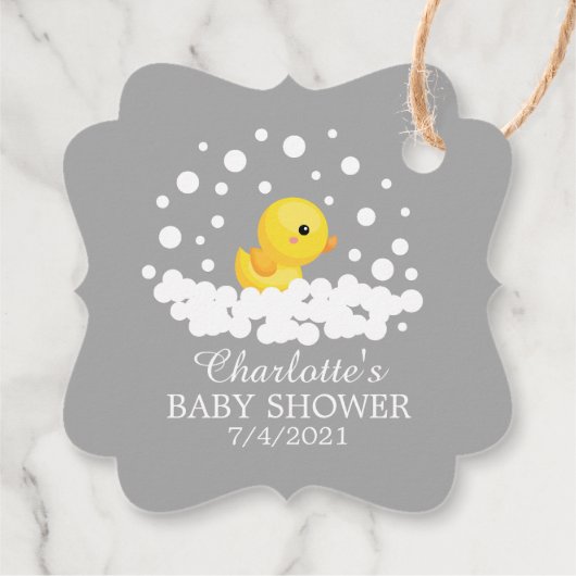 Cute Rubber Duck Baby shower Favor Gift Label (Achterkant)