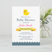 Cute Rubber Duck Baby Shower Invitations Kaart (Staand voorkant)