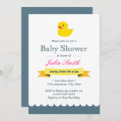 Cute Rubber Duck Baby Shower Invitations Kaart (Voorkant / Achterkant)