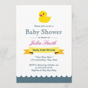 Cute Rubber Duck Baby Shower Invitations Kaart