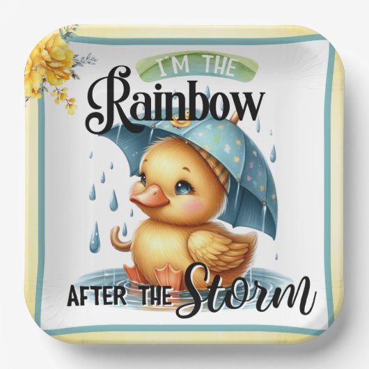 Cute Rubber Duck Baby shower Papieren Bordje (Voorkant)