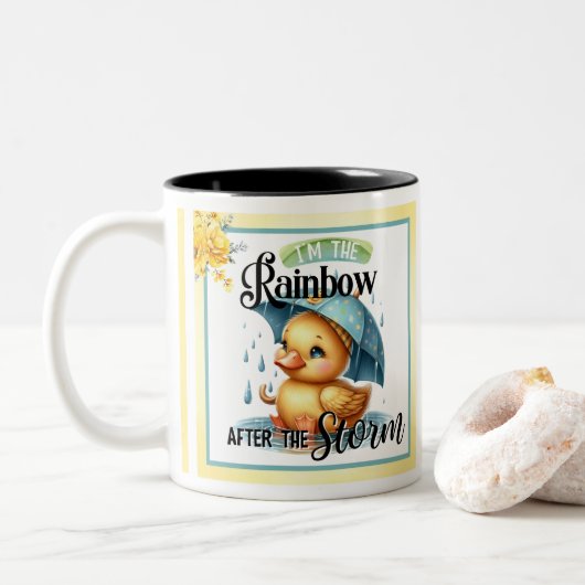 Cute Rubber Duck Baby shower Tweekleurige Koffiemok (Met donut)