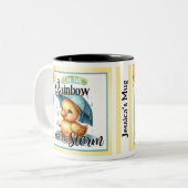 Cute Rubber Duck Baby shower Tweekleurige Koffiemok (Voorkant links)