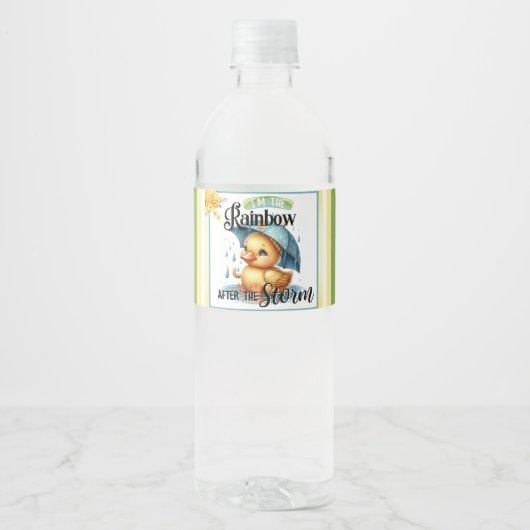 Cute Rubber Duck Baby shower Waterfles Etiket (Voorkant)