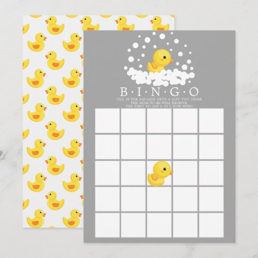 Cute Rubber Duck BINGO Baby shower Game Kaart (Voorkant / Achterkant)
