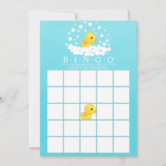 Cute Rubber Duck BINGO Baby shower Game Kaart (Voorkant)