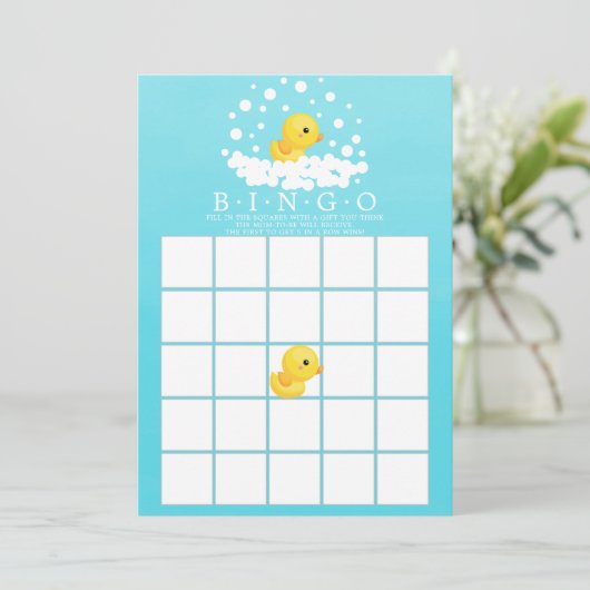 Cute Rubber Duck BINGO Baby shower Game Kaart (Staand voorkant)
