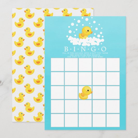 Cute Rubber Duck BINGO Baby shower Game Kaart (Voorkant / Achterkant)