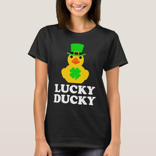 Cute Rubber Duck Four Leaf C Pet St Patrick's Day T-shirt (Voorkant)