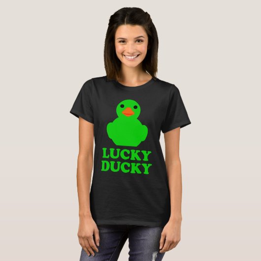 Cute Rubber Duck Lucky Ducky Quack Cool Animal Gra T-shirt (Voorkant volledig)