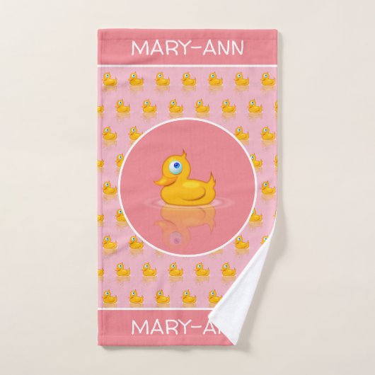 Cute Rubber Duck met Jouw naam Bad Handdoek (Handdoek)