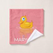Cute Rubber Duck met Jouw naam Bad Handdoek (Wasdoekje)