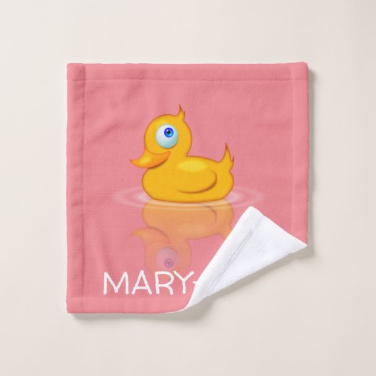 Cute Rubber Duck met Jouw naam Bad Handdoek (Wasdoekje)