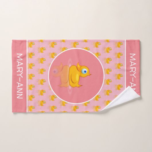 Cute Rubber Duck met Jouw naam Bad Handdoek (Handdoek)