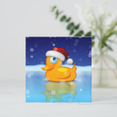 Cute Rubber Duck met Santa Claus Pet Holiday Kaart (Staand voorkant)