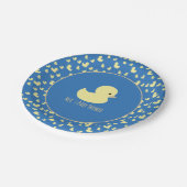 Cute Rubber Duck Modern Blue Baby Shower Papieren Bordje (Gekanteld)