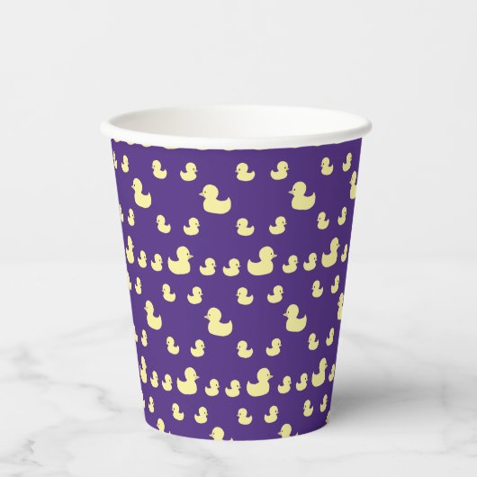 Cute Rubber Duck Modern Purple Baby Shower Papieren Bekers (Voorkant)