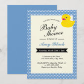 Cute Rubber Duck Polka Dots Baby shower Invitation Kaart (Voorkant / Achterkant)