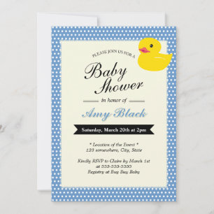 Cute Rubber Duck Polka Dots Baby shower Invitation Kaart