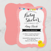 Cute Rubber Duck Polka Dots Baby shower Invitation Kaart (Voorkant / Achterkant)