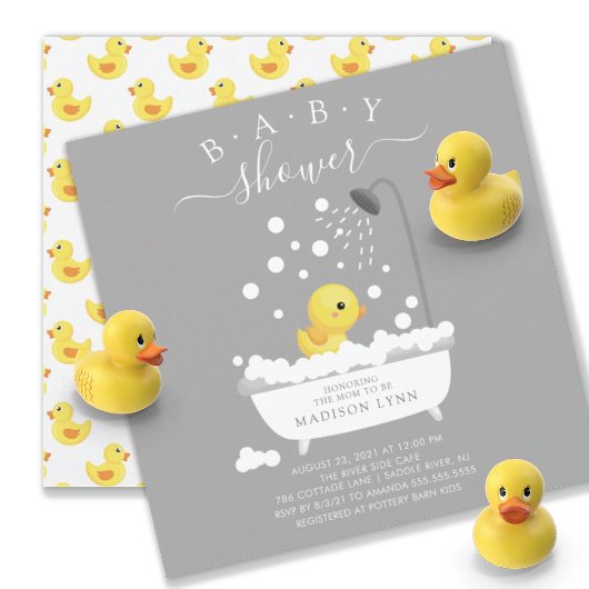 Cute Rubber Duck Shower Baby Uitnodiging