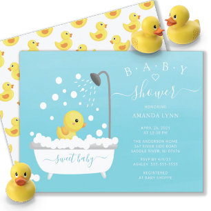 Cute Rubber Duck Shower Baby Uitnodiging