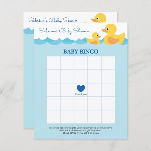 Cute Rubber Duck Theme Baby shower Game (Voorkant / Achterkant)