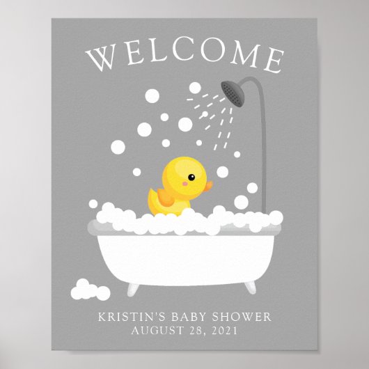 Cute Rubber Duck Welcome Baby shower Poster (Voorkant)
