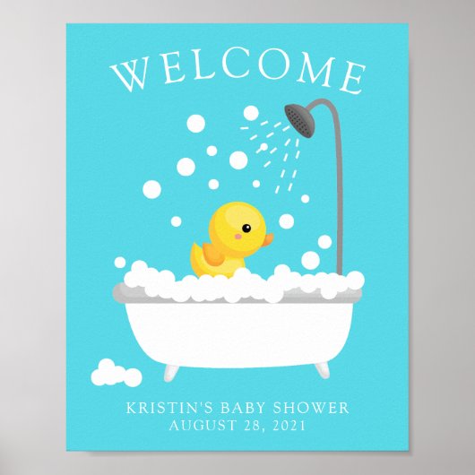 Cute Rubber Duck Welcome Baby shower Poster (Voorkant)