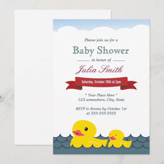 Cute Rubber Ducks Baby shower Kaart (Voorkant / Achterkant)