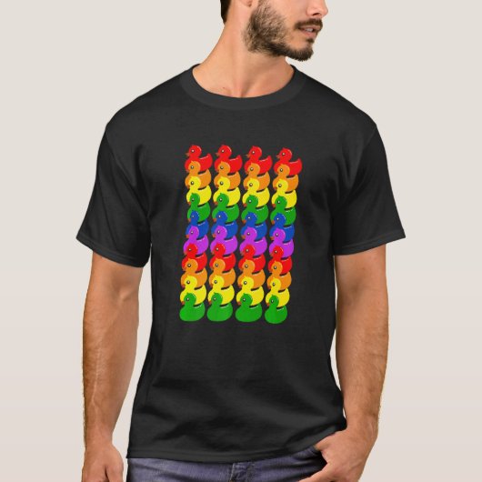 Cute Rubber Ducks Ducklings  LGBTQ Gay Lesbian Pri T-shirt (Voorkant)